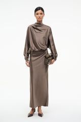 PHOEBE SILK DRESS | TRUFFLE